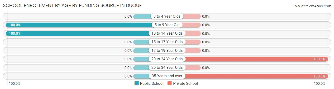 School Enrollment by Age by Funding Source in Duque