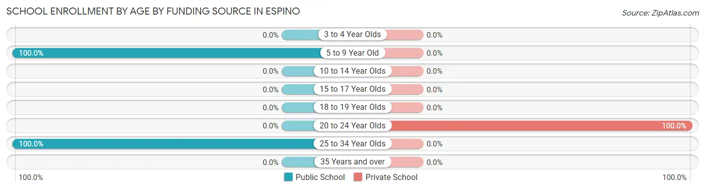 School Enrollment by Age by Funding Source in Espino