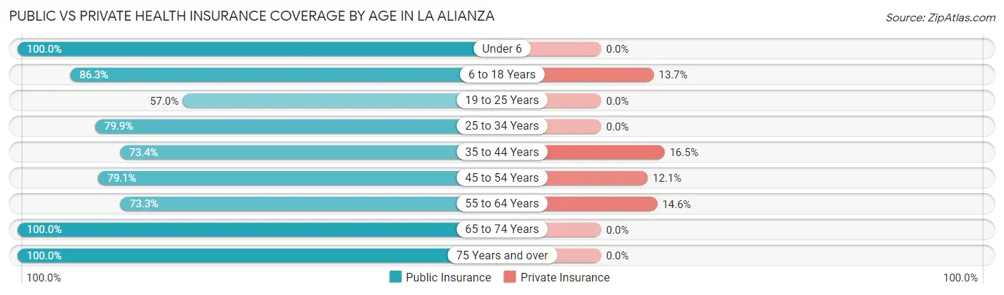 Public vs Private Health Insurance Coverage by Age in La Alianza