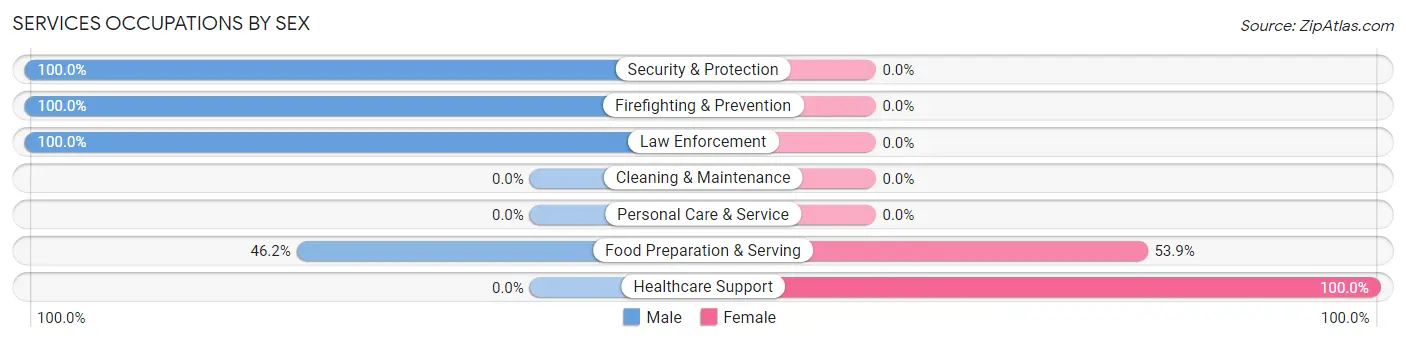 Services Occupations by Sex in Lluveras