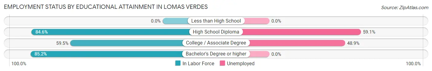 Employment Status by Educational Attainment in Lomas Verdes