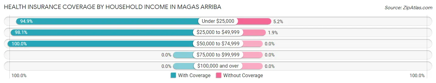 Health Insurance Coverage by Household Income in Magas Arriba