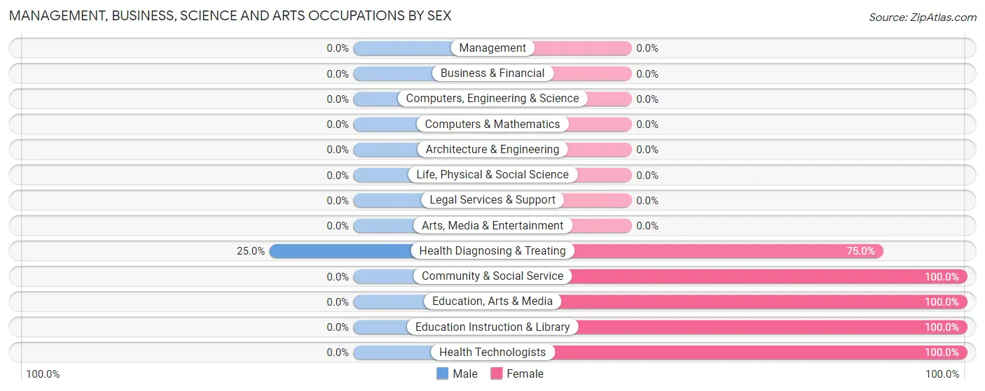 Management, Business, Science and Arts Occupations by Sex in Magas Arriba