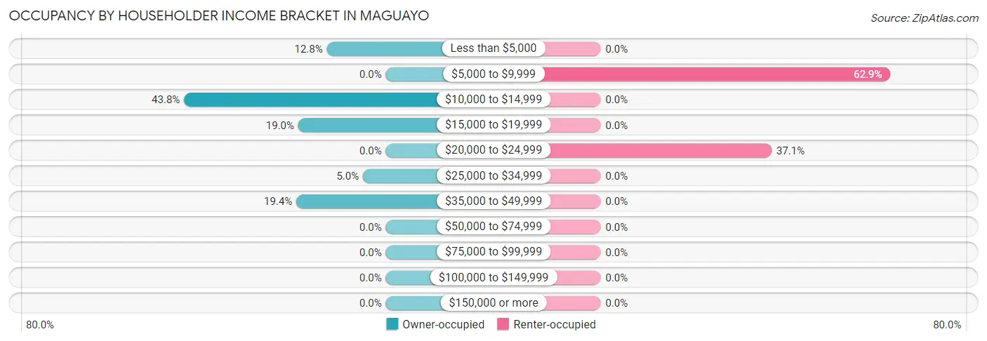 Occupancy by Householder Income Bracket in Maguayo