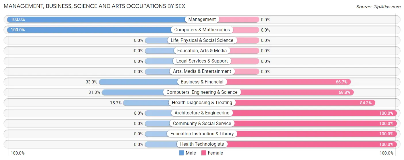Management, Business, Science and Arts Occupations by Sex in Monte Grande