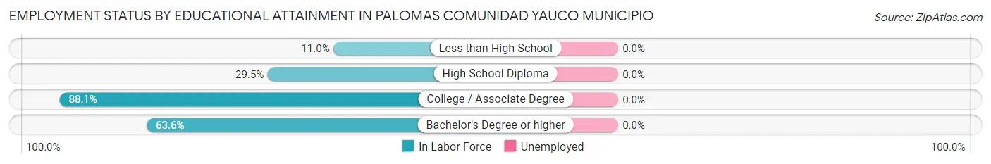 Employment Status by Educational Attainment in Palomas comunidad Yauco Municipio