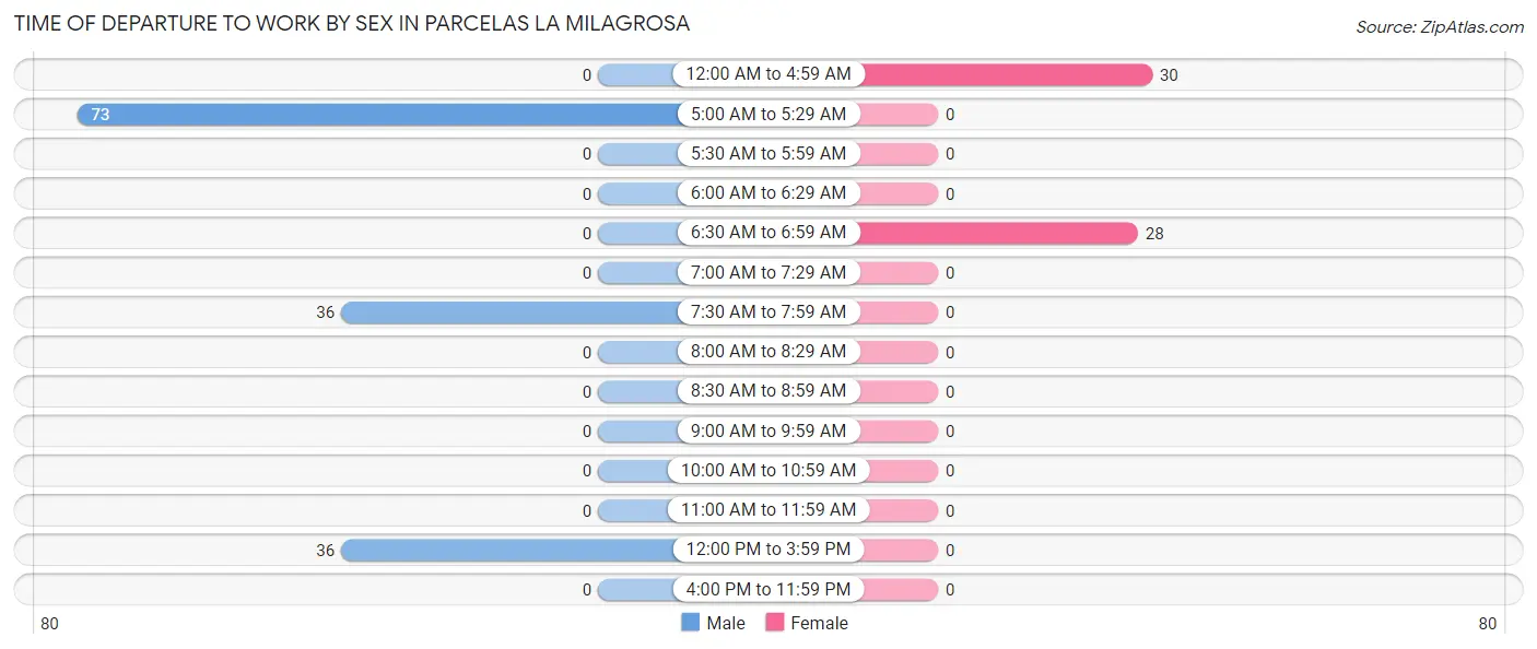 Time of Departure to Work by Sex in Parcelas La Milagrosa
