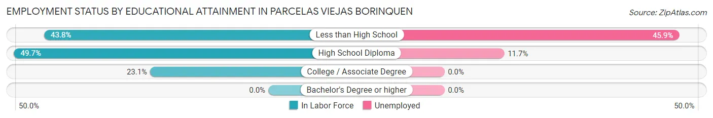 Employment Status by Educational Attainment in Parcelas Viejas Borinquen