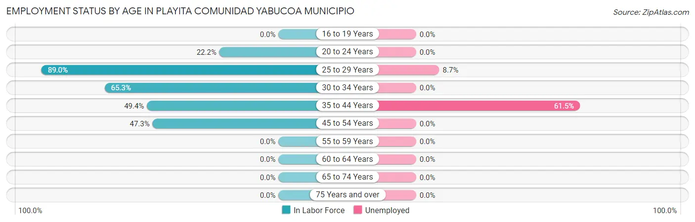 Employment Status by Age in Playita comunidad Yabucoa Municipio