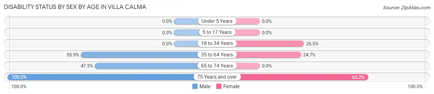 Disability Status by Sex by Age in Villa Calma