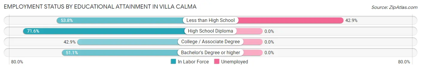 Employment Status by Educational Attainment in Villa Calma