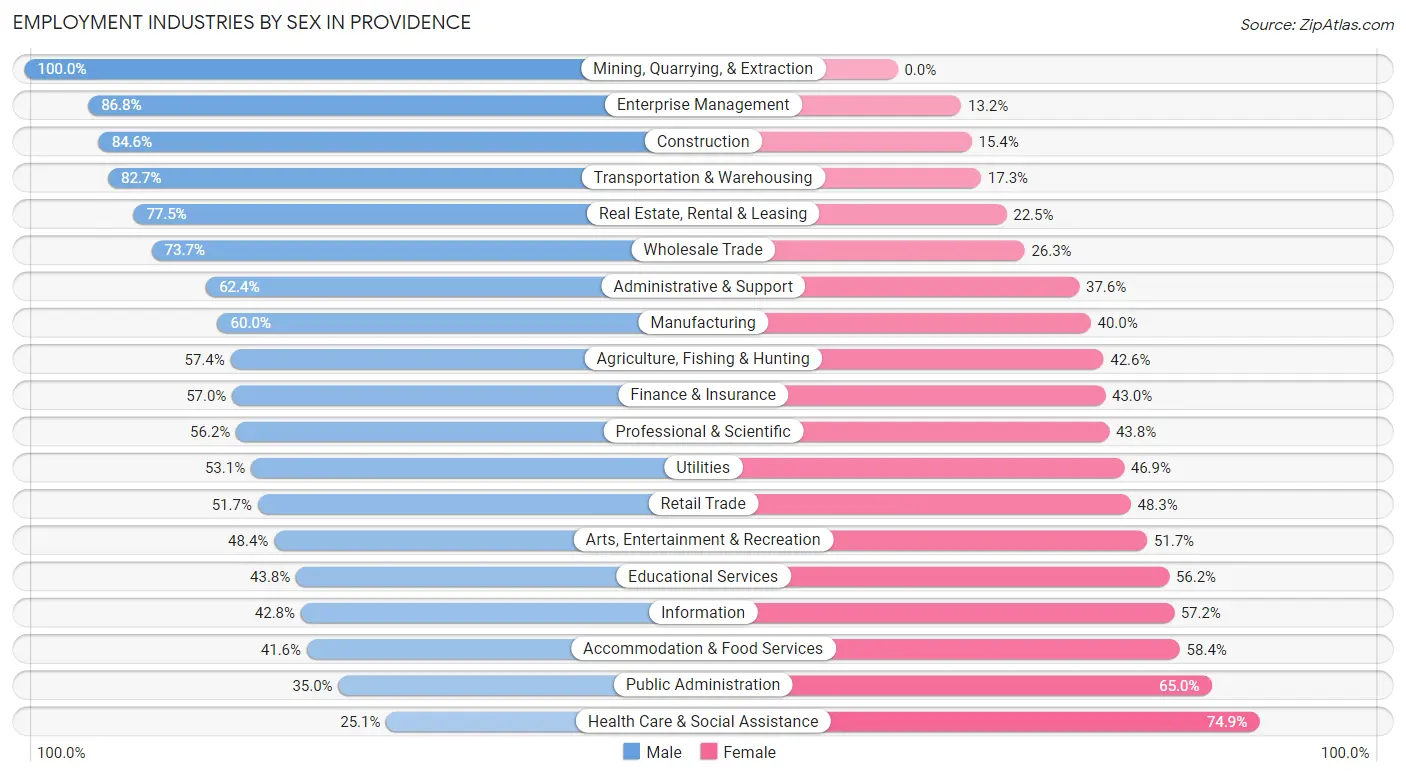 Employment Industries by Sex in Providence