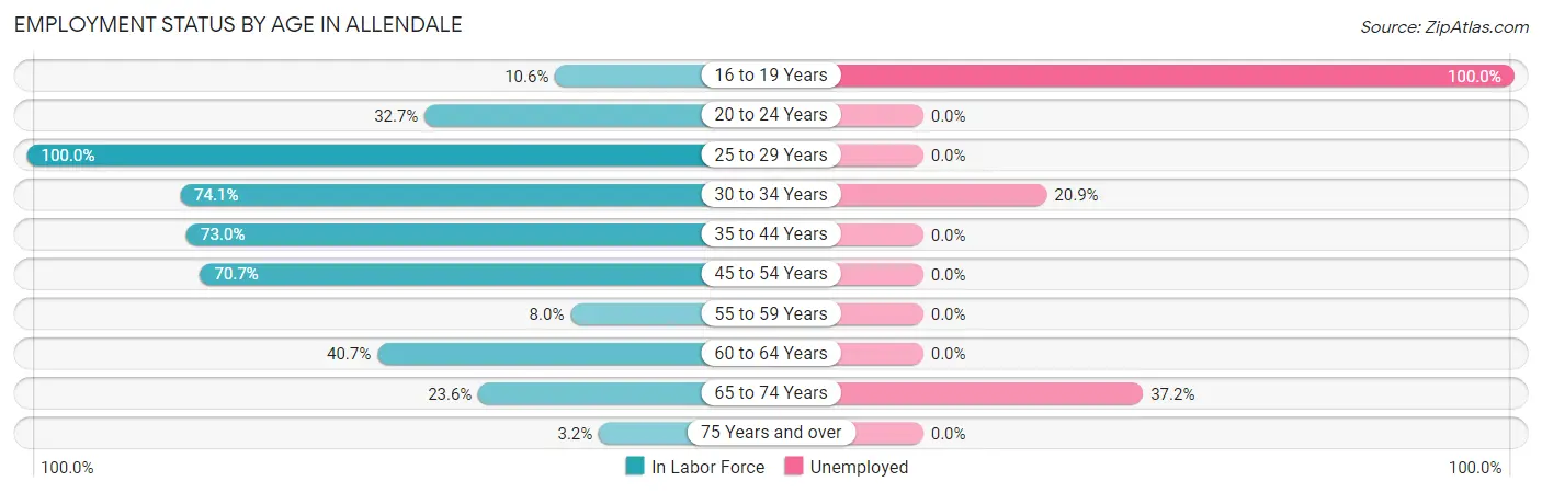 Employment Status by Age in Allendale