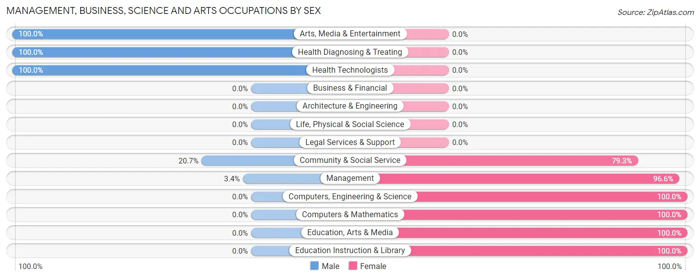 Management, Business, Science and Arts Occupations by Sex in Allendale