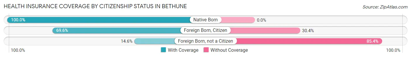 Health Insurance Coverage by Citizenship Status in Bethune