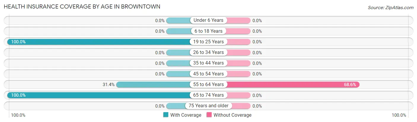Health Insurance Coverage by Age in Browntown