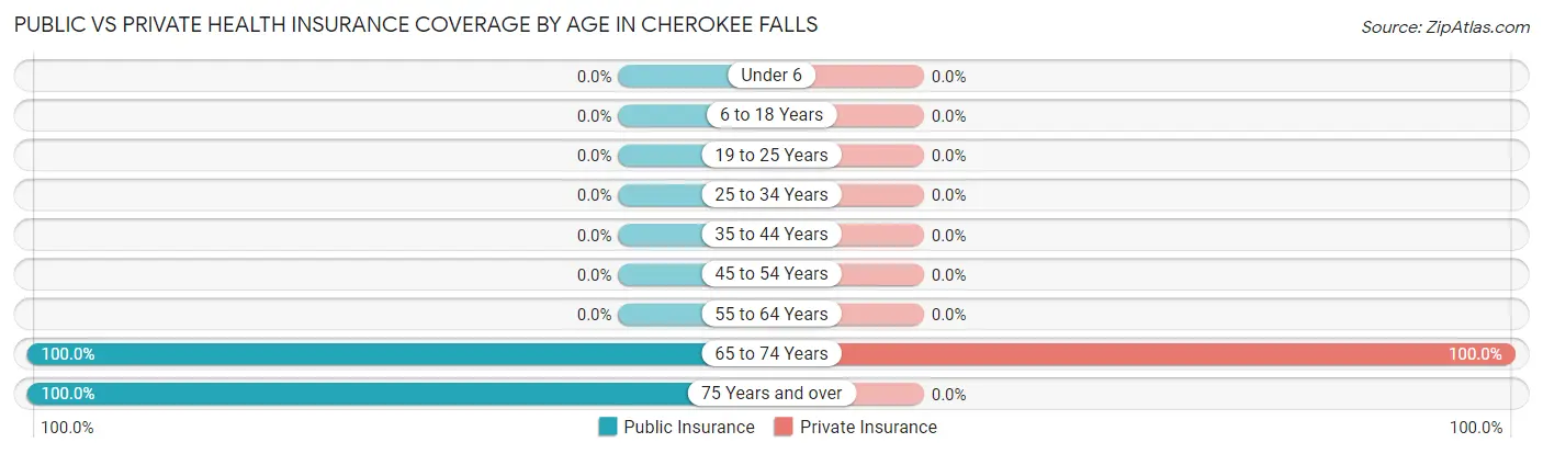 Public vs Private Health Insurance Coverage by Age in Cherokee Falls