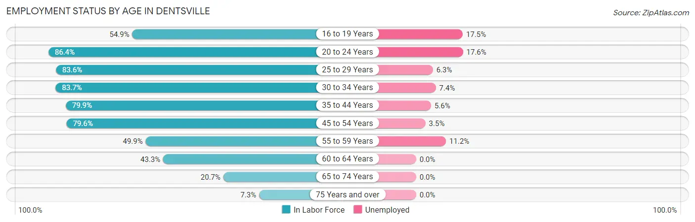 Employment Status by Age in Dentsville
