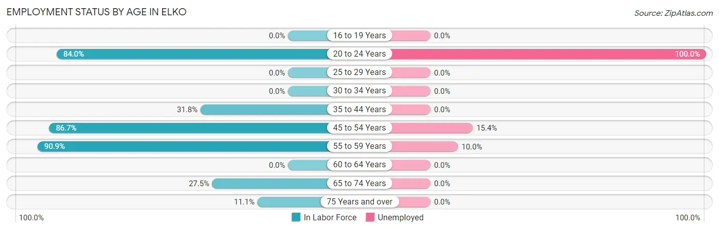 Employment Status by Age in Elko