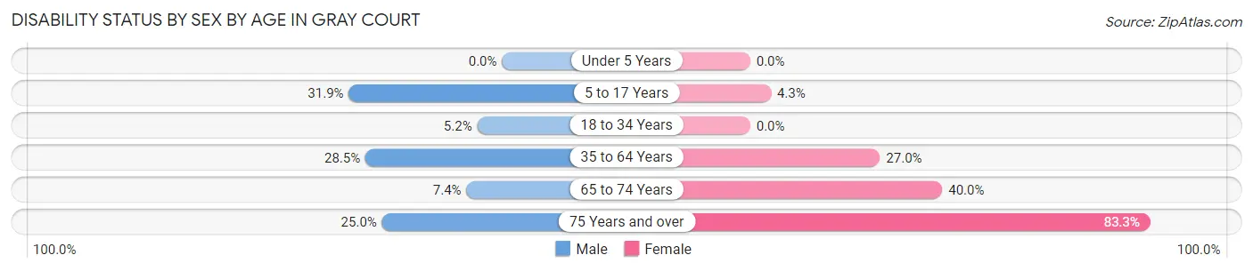 Disability Status by Sex by Age in Gray Court