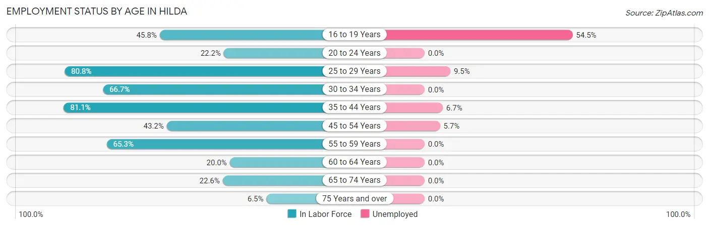 Employment Status by Age in Hilda