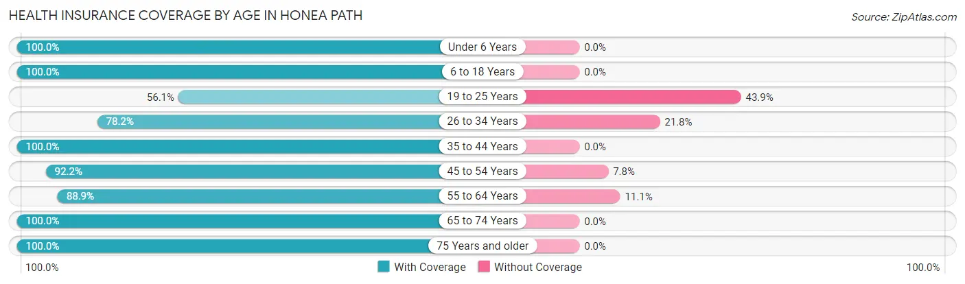 Health Insurance Coverage by Age in Honea Path