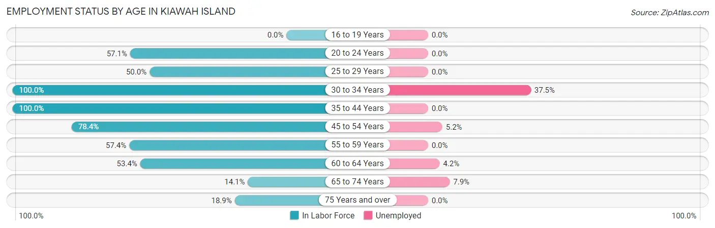 Employment Status by Age in Kiawah Island