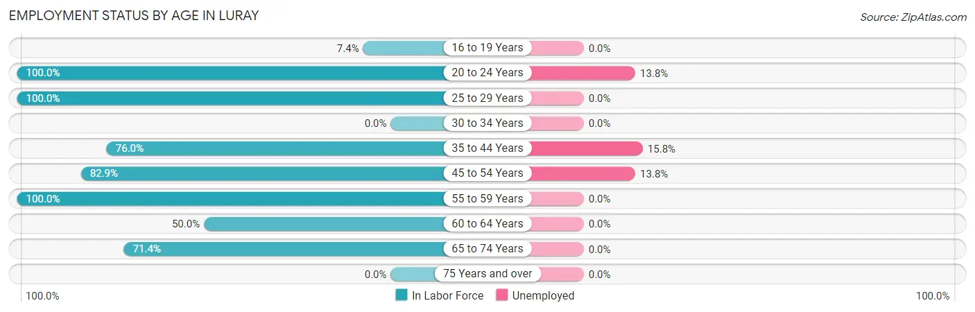 Employment Status by Age in Luray