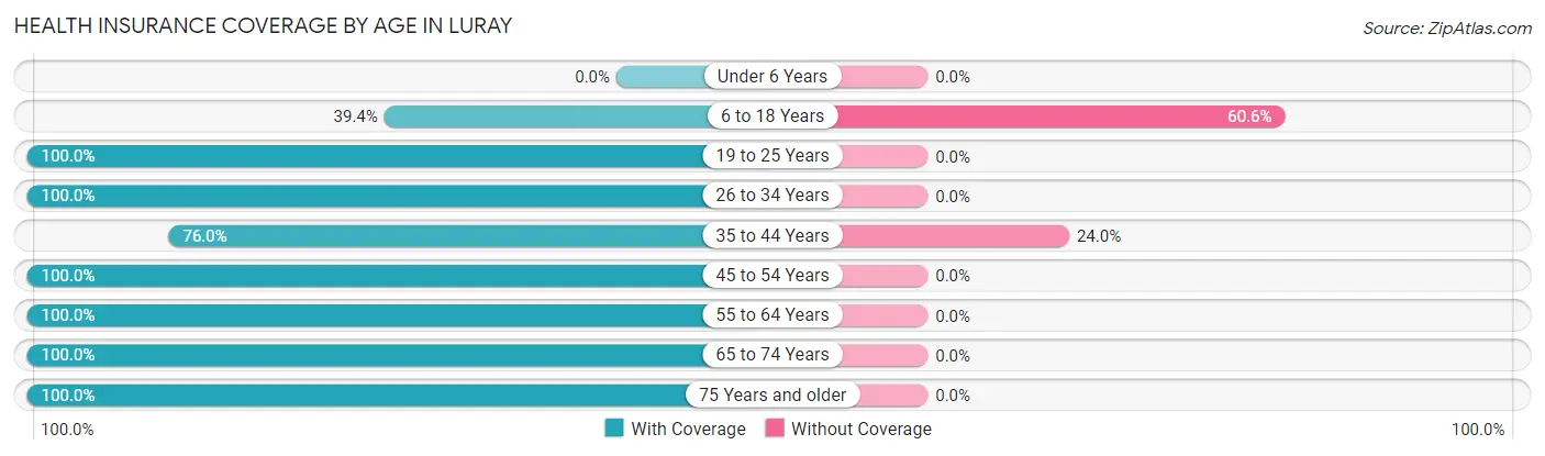 Health Insurance Coverage by Age in Luray