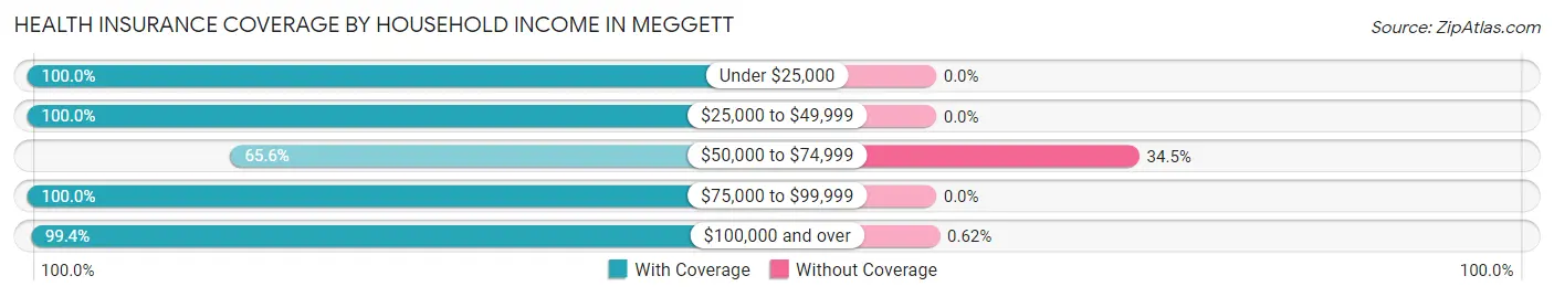 Health Insurance Coverage by Household Income in Meggett