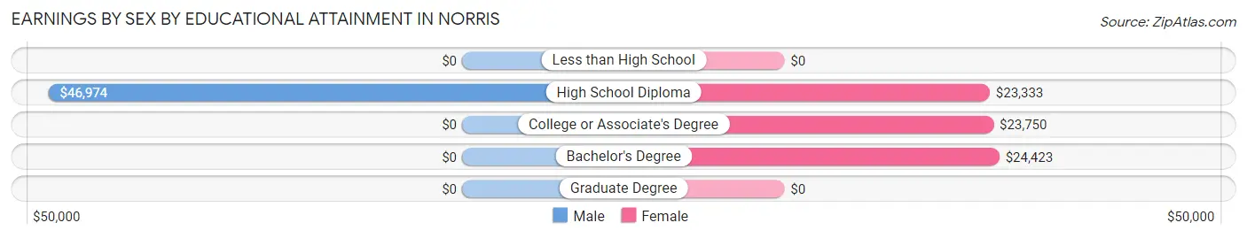Earnings by Sex by Educational Attainment in Norris