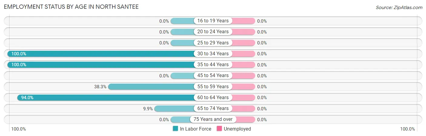 Employment Status by Age in North Santee