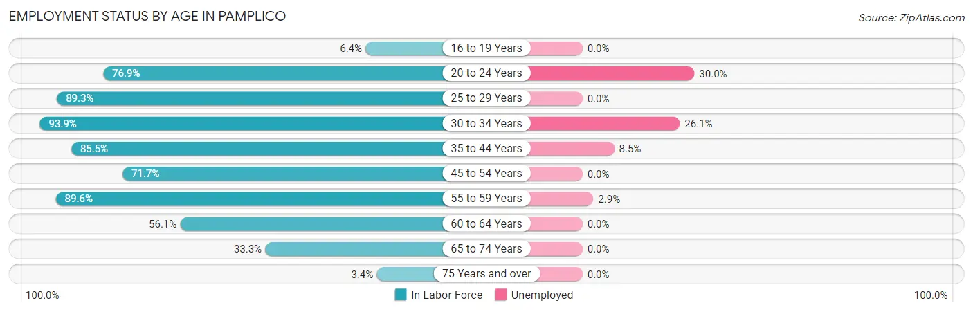 Employment Status by Age in Pamplico