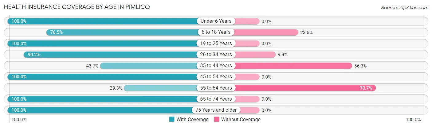 Health Insurance Coverage by Age in Pimlico