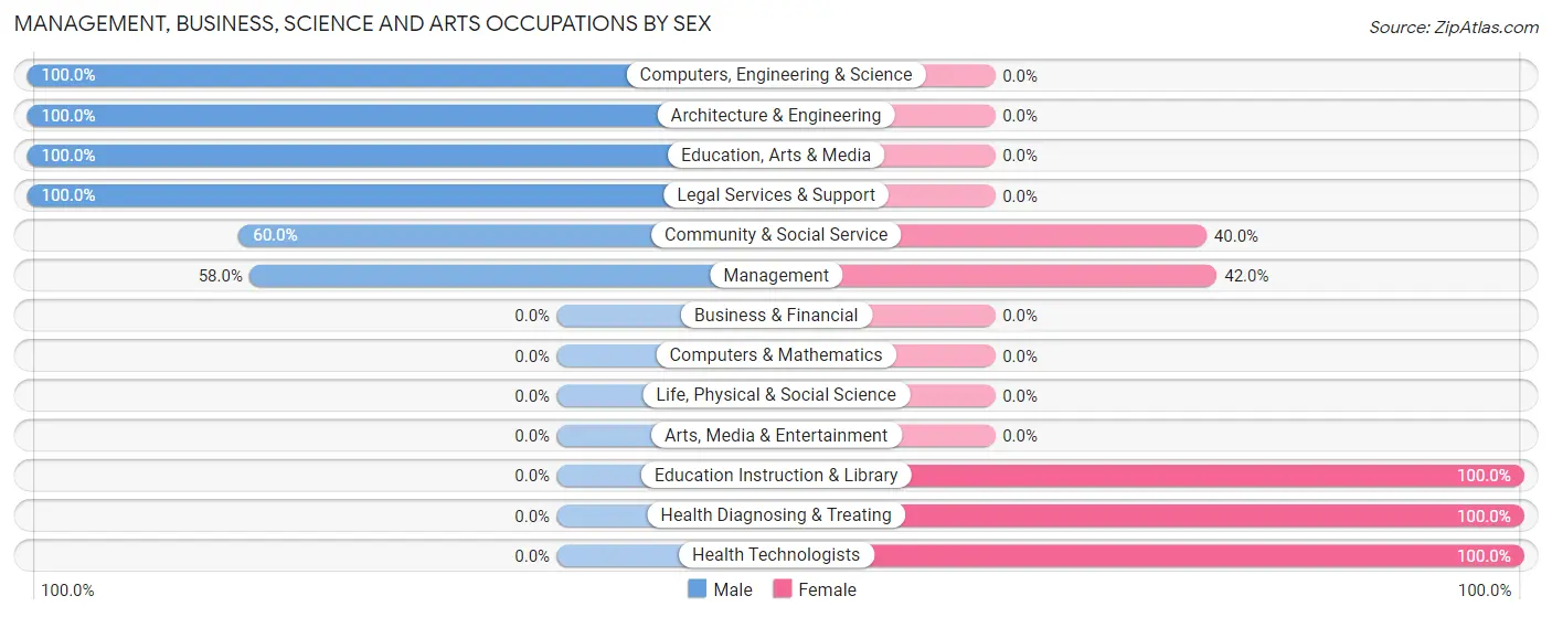 Management, Business, Science and Arts Occupations by Sex in Pinopolis
