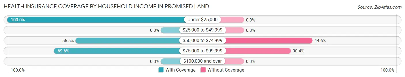 Health Insurance Coverage by Household Income in Promised Land