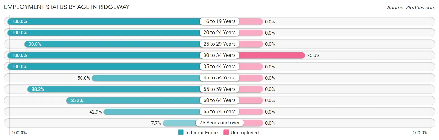 Employment Status by Age in Ridgeway