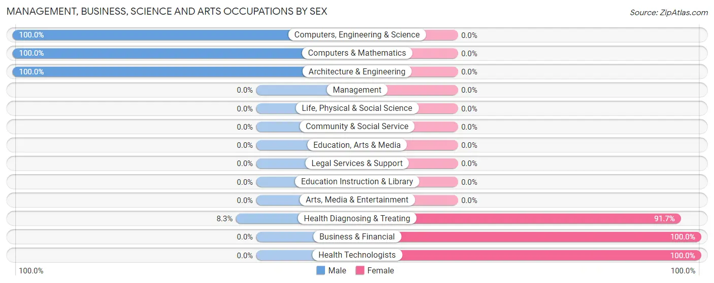 Management, Business, Science and Arts Occupations by Sex in Rowesville