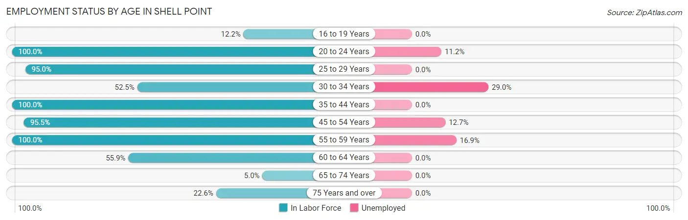 Employment Status by Age in Shell Point
