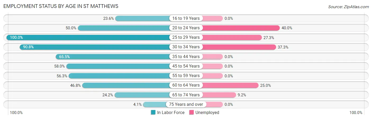 Employment Status by Age in St Matthews