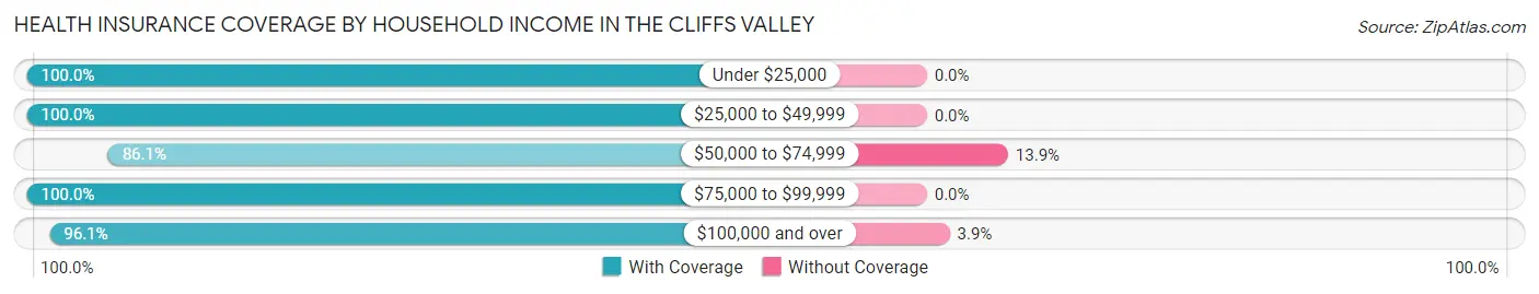 Health Insurance Coverage by Household Income in The Cliffs Valley