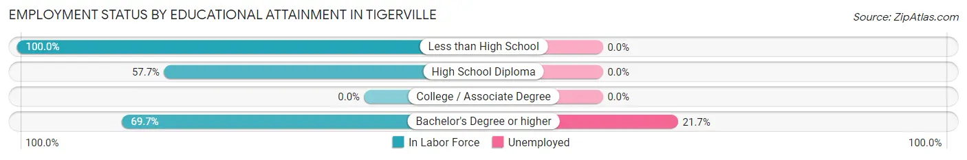 Employment Status by Educational Attainment in Tigerville