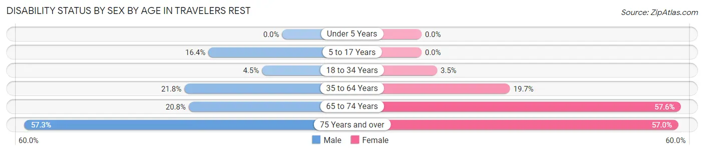 Disability Status by Sex by Age in Travelers Rest