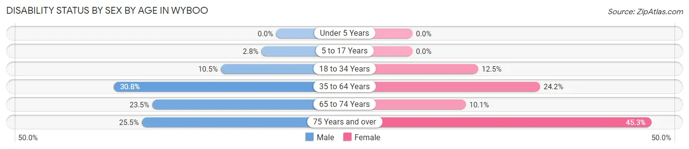 Disability Status by Sex by Age in Wyboo