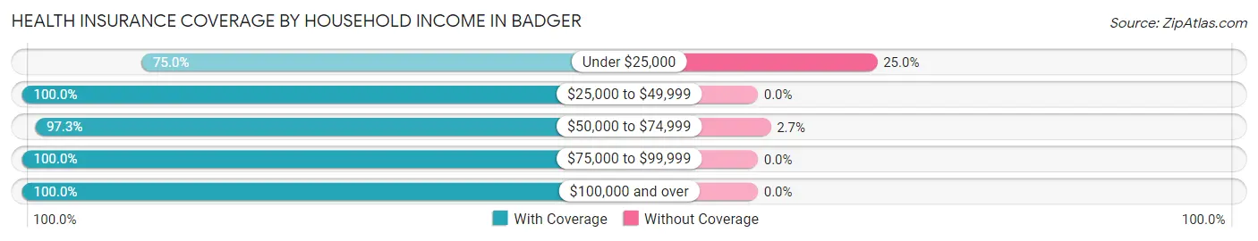 Health Insurance Coverage by Household Income in Badger