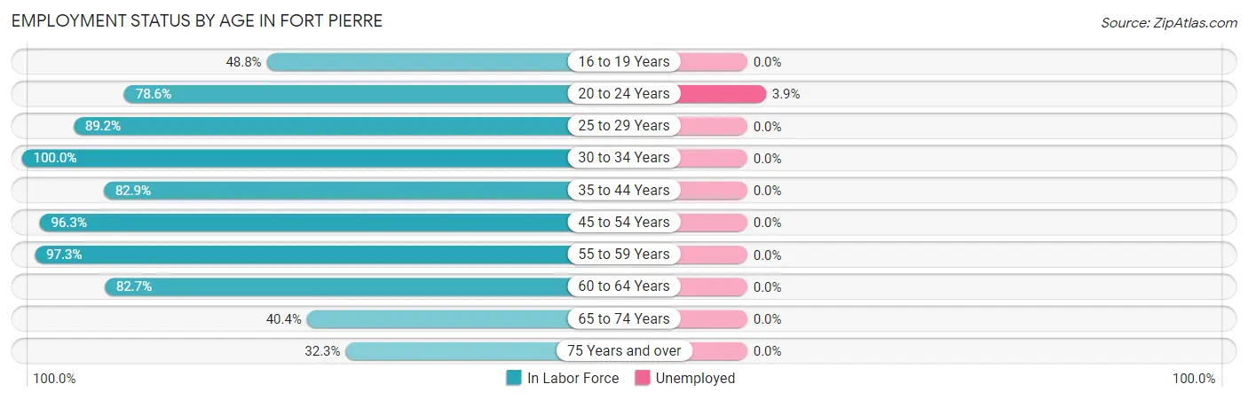 Employment Status by Age in Fort Pierre