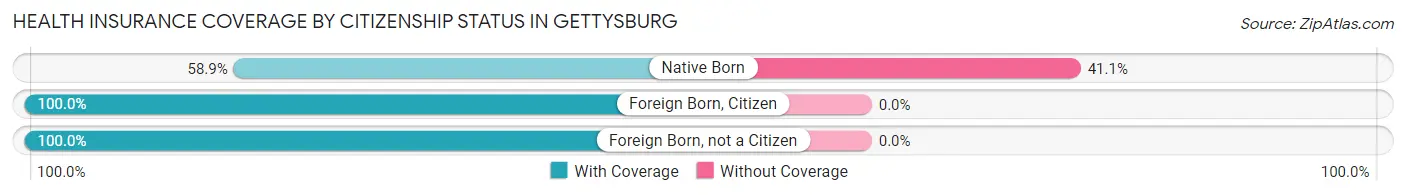 Health Insurance Coverage by Citizenship Status in Gettysburg
