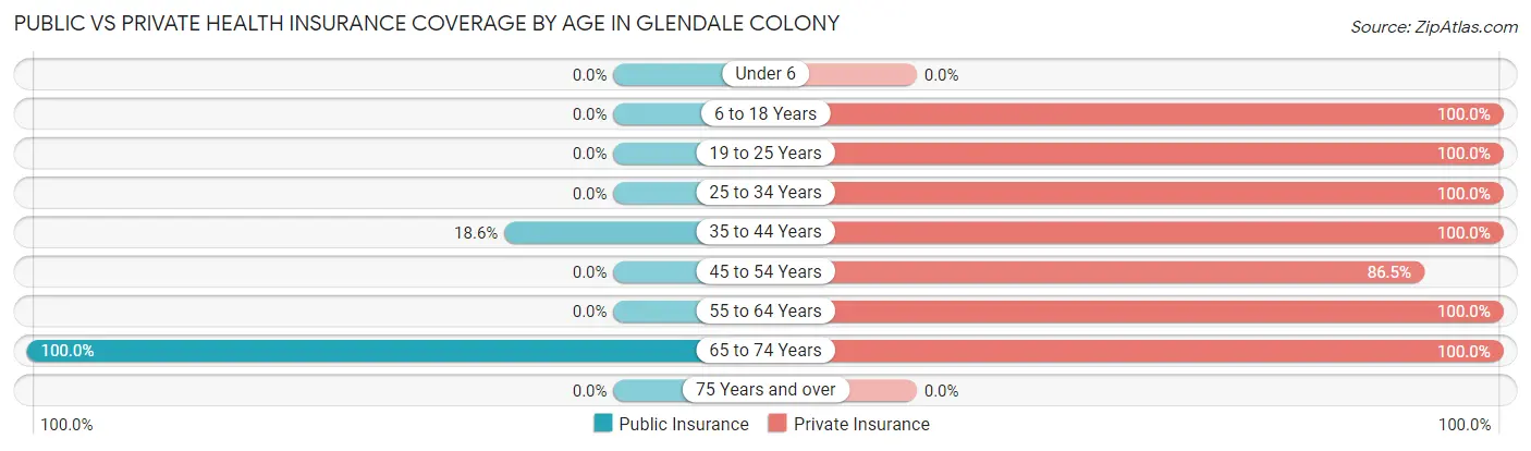 Public vs Private Health Insurance Coverage by Age in Glendale Colony