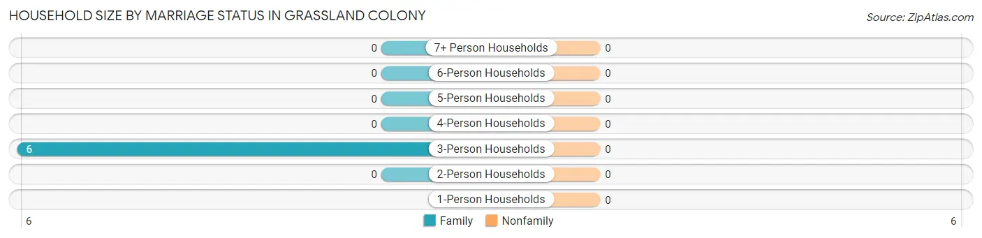 Household Size by Marriage Status in Grassland Colony
