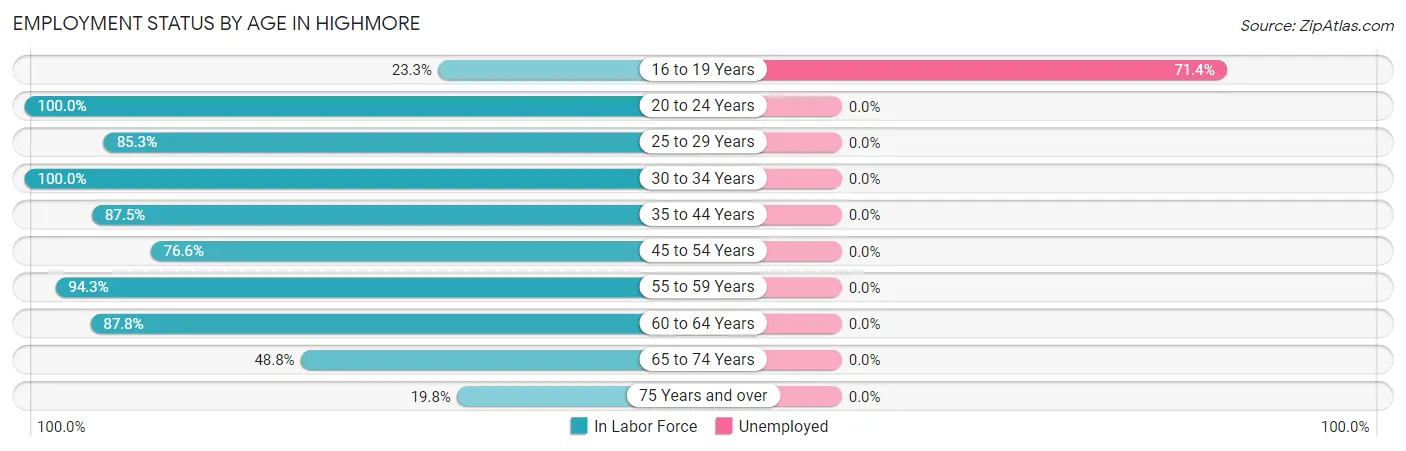 Employment Status by Age in Highmore